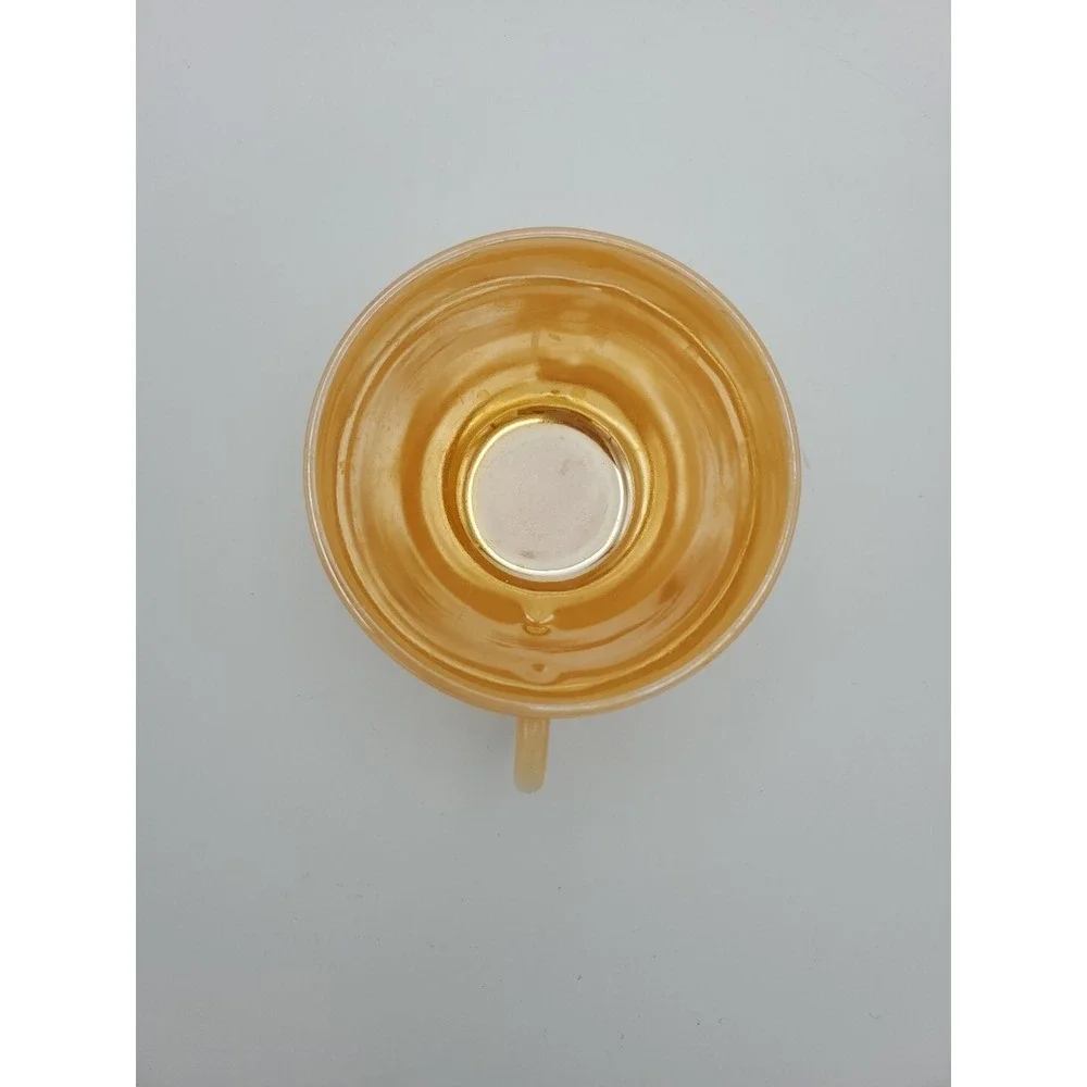 Vintage Fire King‎ Ware Lusterware Milk Glass Peach 3-Band Orange Coffee Tea Cup